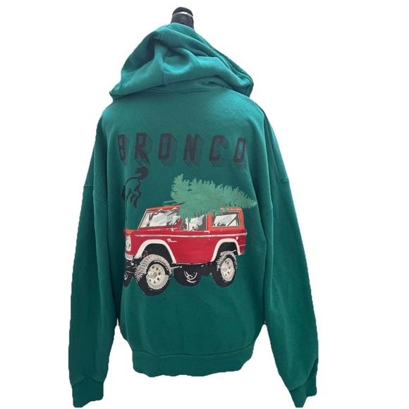 Ford Bronco Christmas Tree Zip Up Hoodie Teal Green Red Size M Unisex Licensed - Picture 1 of 10